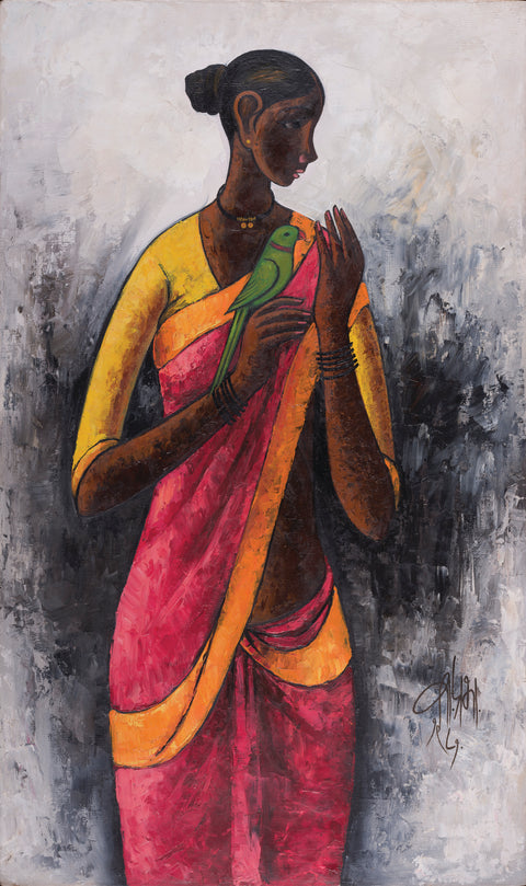 Woman with Parrot