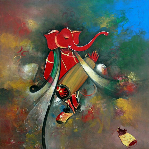 Ganesha playing Dholak by M Singh